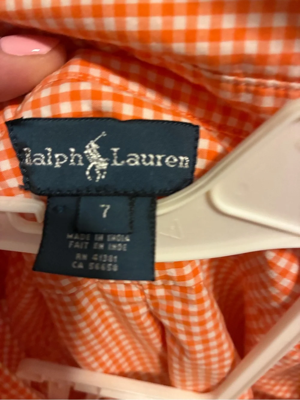 Polo by Ralph Lauren Orange Gingham Boys’ Long sleeve Button-Down Shirt